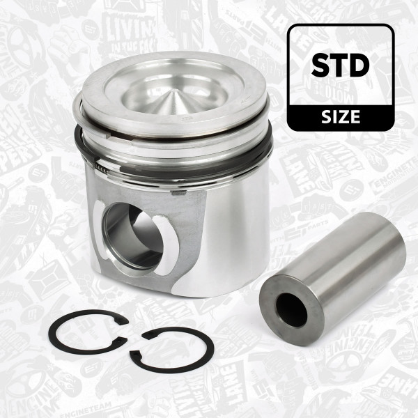 PM003400, Piston with rings and pin, Complete piston with rings and pin, ET ENGINETEAM, Irisbus Euromidi Midirider Proway FPT Iveco EuroCargo-I/II/III EuroFire Tector Vertis F4AE3481* F4AE3681* F4AE3682* F4AEE681* N40ENT426* N40ENT526* N60ENT427* 2000+, 2995769, 2996158, 2996306, 2996845, 007PI00148000, 122090, 41077600, 856540, 122090MEC, 504076852, 856540MEC, 87-427900-00, 992995769, MEC122090, MEC856540