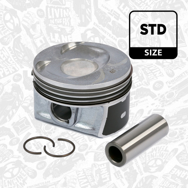PM004800, Piston with rings and pin, Complete piston with rings and pin, ET ENGINETEAM, Skoda VW Audi Seat 1,4TSI/TFSI CAXA CAXC 2007+, 03C107065AP, 40477600, 87-429900-00
