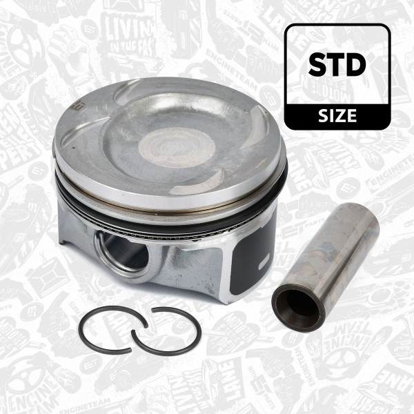 PM004900, Piston with rings and pin, Complete piston with rings and pin, ET ENGINETEAM, Skoda VW Audi Seat 1,4TFSI 16V CAVE CTHE CTKA 2010+, 03C107065AQ, 03C107065AS, 03C107065BF, 03C107065CK, 03C107065AH, 03C107065BL, 03C107065CE, 03C107065CF, 028PI00117000, 40846600, 87-433900-00, 87-433900-10
