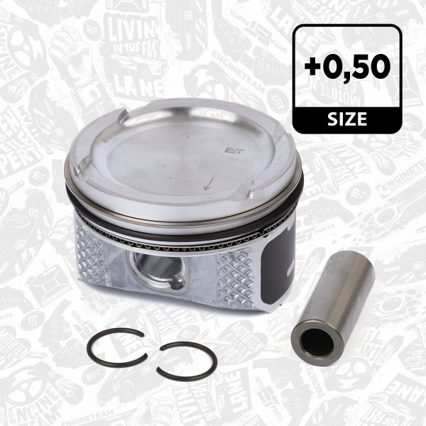 PM005750, Piston with rings and pin, Complete piston with rings and pin, ET ENGINETEAM, Skoda Fabia, VW Polo, Seat Ibiza 1,2 BME, AZQ 2002-2008, 0306401, 99909620