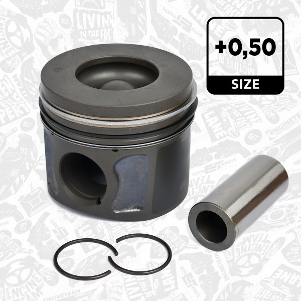PM005850, Piston with rings and pin, Complete piston with rings and pin, ET ENGINETEAM, Ford Duratorq 2,2TDCi 2006+, 41252620, 854055, 87-427707-40