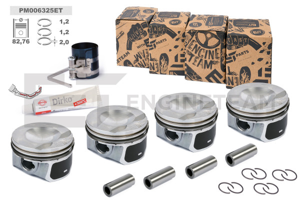 PM006325ET, Piston with rings and pin, Repair set - complete piston with rings and pin (for 1 engine), ET ENGINETEAM