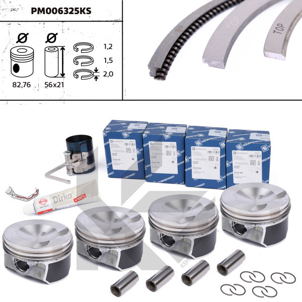 PM006325KS, Piston with rings and pin, Repair set - complete piston with rings and pin (for 1 engine), Piston kit, ET ENGINETEAM, 40247610S , 40247610