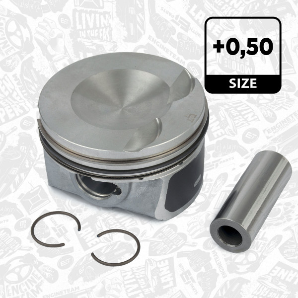 PM006350, Piston with rings and pin, Complete piston with rings and pin, ET ENGINETEAM, Skoda Superb Octavia, VW Golf Tiguan 2,0TFSi CCZA CCZB 2006+, 40247620