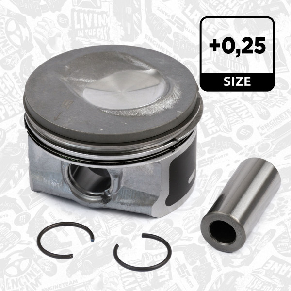 PM006625, Piston with rings and pin, Complete piston with rings and pin, ET ENGINETEAM, Skoda Rapid, VW Caddy 1,2TSI CBZA CBZB CBZC 2010+, 028PI00130001, 41257610