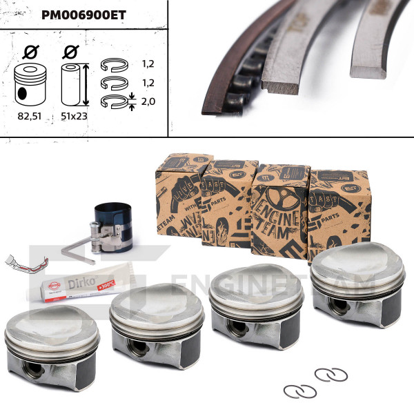 Piston kit - PM006900ET ET ENGINETEAM - 06H107065DL, 06H107065CP, 41197600