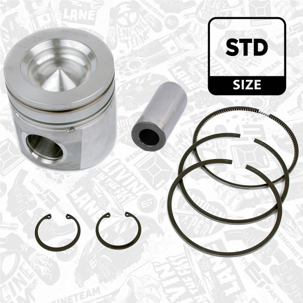 PM010300, Piston with rings and pin, Complete piston with rings and pin, ET ENGINETEAM, Cummins DAF CF/LF Ford Cargo VDL Citea PX5 PX7 ISB4.5 ISB6.7 CPL 279 1265 1283 1388 1489 1490 2583 2715 2786 2787 3059 3060 3065 3066 3067 3094 3095 3096 3098 3313 3315 3316 3335 3381 3389 3650 8230 8232 8233 8234 8347 Euro6 2013+, 1704036, 4376347, 1707319, 4938619, 4955365, 4955520, 41541600, 13060201055, 13060202112, 5397377, 6755312110, 6755312111