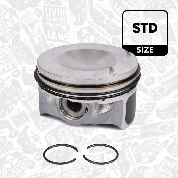 PM010800, Piston with rings and pin, Complete piston with rings and pin, ET ENGINETEAM, Audi Seat Škoda VW A1 A5 Q3 Alhambra Octavia Superb Golf Passat Tiguan CWZA CYPB 2,0 TFSI 2014+, 06K107065AD, 06K107065AN, 06K107065AR, 06K107065AS, 06K107065E, 06K107065F, 06K107065K, 06K107065P, 06K107065T, 06L107065BR, 41501600