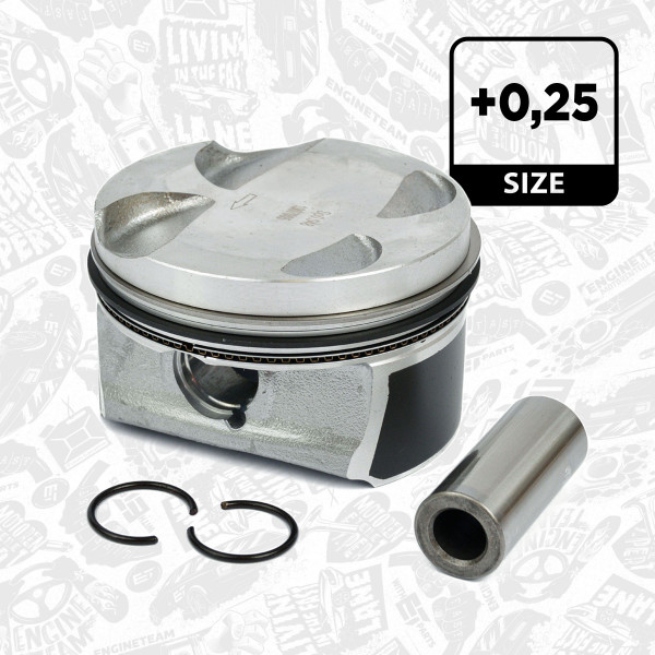 PM011025, Piston with rings and pin, Complete piston with rings and pin, ET ENGINETEAM, Citroen C4 C5 Berlingo Peugeot 207 208 508 Mini Cooper 5FS EP6C N12B16A Euro 5, 081PI00104001, 41705610