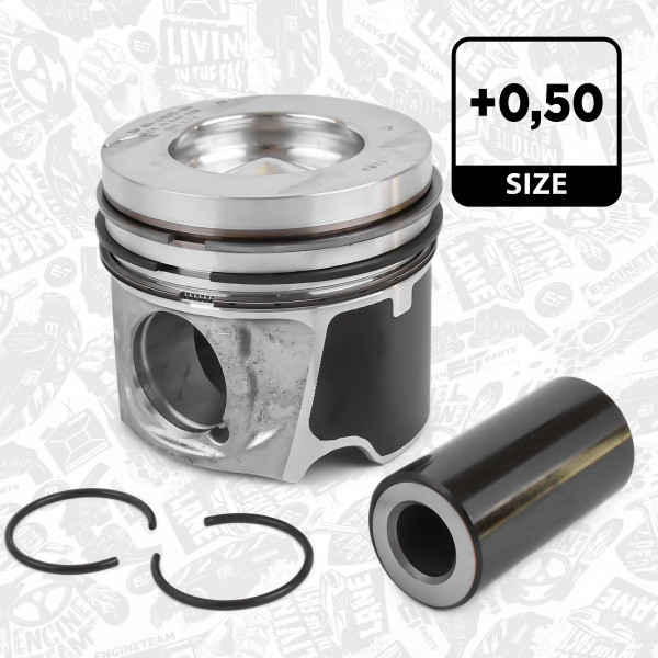 PM011150, Piston with rings and pin, Complete piston with rings and pin, ET ENGINETEAM, Fiat Mercedes-Benz Nissan Opel Renault Talento Vito NV300 Qashqai Grand Scenic Trafic Megane 1,6 dCi R9M 413 2012+