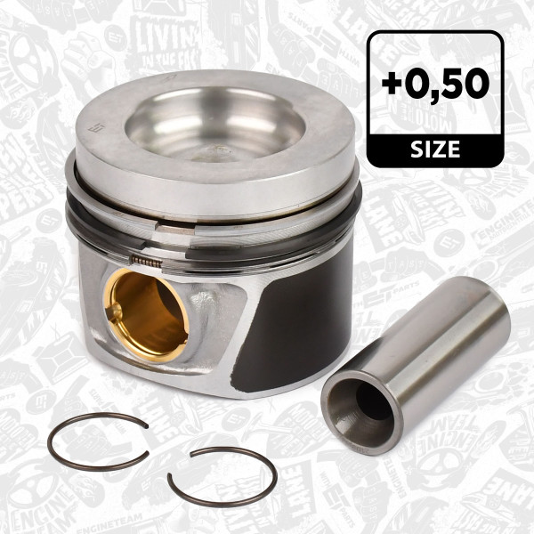 PM011650, Piston with rings and pin, Complete piston with rings and pin, ET ENGINETEAM, Audi Seat Škoda VW A1 A3 A4 A5 A6 Q3 Q5 Exeo Octavia Superb Volkswagen Amarok Crafter Caddy Passat CJCA CJCB CJCC CLJA 2007+, 028PI00116002, 40353620