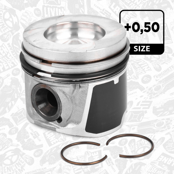 PM012150, Piston with rings and pin, Complete piston with rings and pin, ET ENGINETEAM, Nissan Opel Reanult Primastar X-trail Vivaro Espace Laguna Trafic M9R 2,0dCi 2006+, 40262620, 856555, 87-422007-00, MEC856555