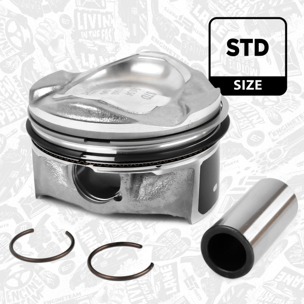 Piston with rings and pin - PM012400 ET ENGINETEAM - DS7G6105FA, 857077