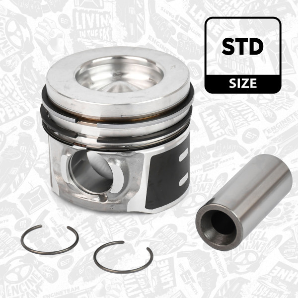 Piston with rings and pin - PM012600 ET ENGINETEAM - 0628V8, 1699376, 31330165