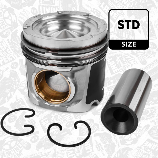 Piston with rings and pin - PM013200 ET ENGINETEAM - 51.02500.6389, 51025006389, 020320267601