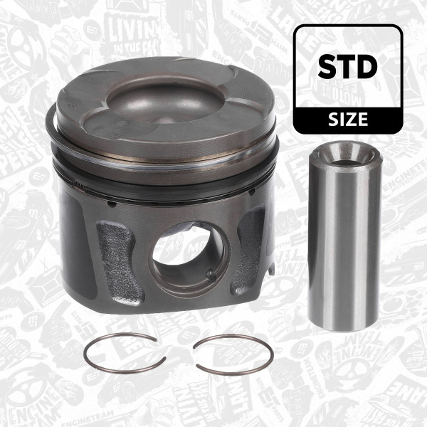 PM013300, Piston with rings and pin, Complete piston with rings and pin, ET ENGINETEAM, Alfa Romeo Chevrolet Fiat Opel Mito Aveo Tipo Punto Panda 500 Combo Astra 199 B1.000 1,3 JTD 2009+, 55212096, 55267589, 55212097, 55267591, 55212098, 55229807, 55229808, 55229809, 55229811, 55267593, 623734, 623735, 623738, 625019, 625020, 625021, 41288600