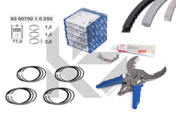 R1009650KS, Piston Ring Kit, Repair set - pistons rings (for 1 engine), 4x Piston Ring Kit, ET ENGINETEAM, 800079010050S , 03C198151M, 800079010050