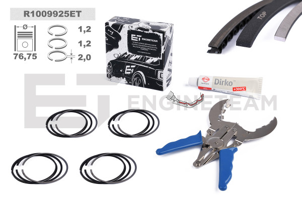 R1009925ET, Piston Ring Kit, Repair set - pistons rings (for 1 engine), 4x Piston Ring Kit, ET ENGINETEAM, 02801N1, 800073310025