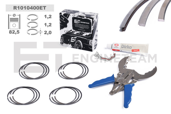 R1010400ET, Piston Ring Kit, Repair set - pistons rings (for 1 engine), 4x Piston Ring Kit, ET ENGINETEAM, 06H198151B, 06J198151P, 06H198151C, 800077510000