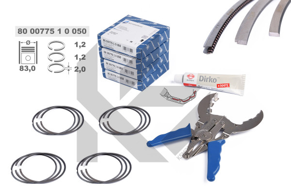 R1010450KS, Piston Ring Kit, Repair set - pistons rings (for 1 engine), 4x Piston Ring Kit, ET ENGINETEAM, 800077510050S , 02814N2, 800077510050