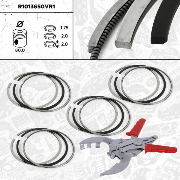 4x Piston Ring Kit - R1013650VR1 ET ENGINETEAM