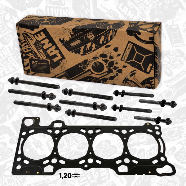 TH0042BT, Gasket, cylinder head, Cylinder head gasket, Gasket, cylinder head + bolt set, ET ENGINETEAM, Fiat Iveco Ducato Daily III Daily IV F1AE 2,3D 2002+, 500387068, 500347039, 500347040
