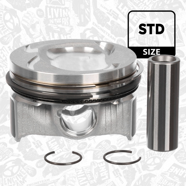 PM015100, Piston with rings and pin, Complete piston with rings and pin, ET ENGINETEAM, VW Passat CC 1,4 TSI CKMA 2011-2014, 03C107065BK, 03C107065BN