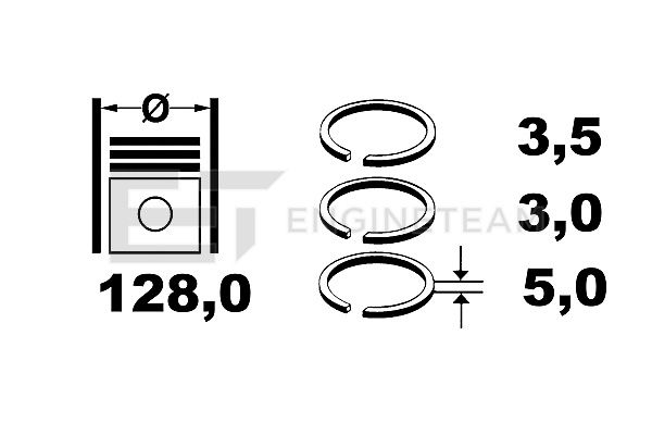 R1002800, Piston Ring Kit, Piston rings - 1 piston set, ET ENGINETEAM, MAN F 2000/F90 D 2840/2865/2866 1979+, 51025037002, 020321280001, 08-283100-00, 22890N0, 800015560000, 9-3120-00, 800015510000